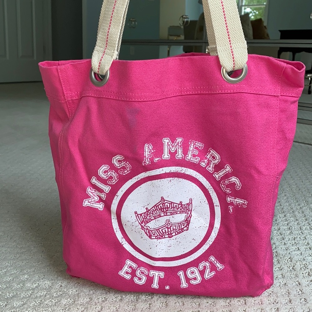 New rare Miss America Pageant pink tote bag with original crown logo